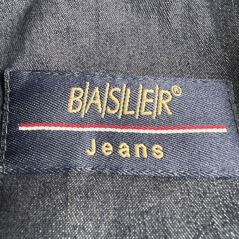 Basler Jeans Jacket Women’s 36 Blue Denim Button Front Long Sleeve Collared Coat - Picture 14 of 16